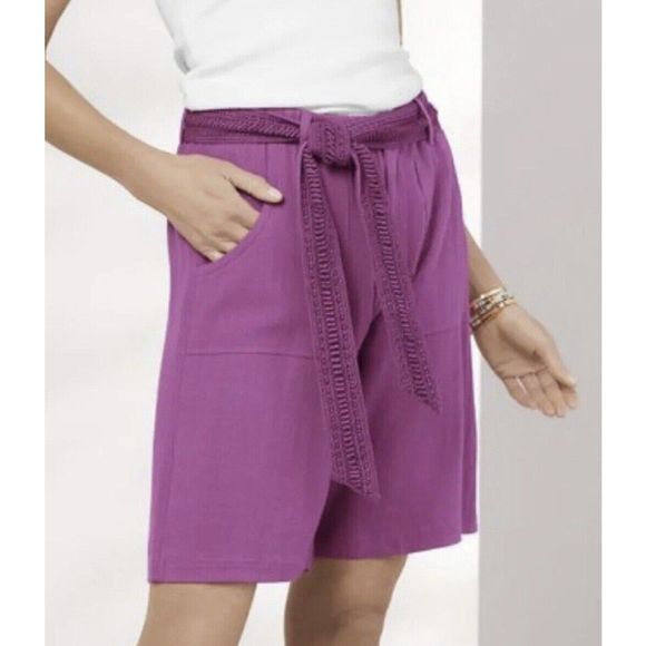 Soft Surroundings Summer Breeze Gauze Shorts - Size Small/6-8 - Fuchsia - Picture 1 of 11